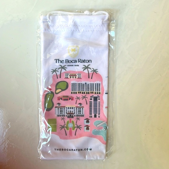 The Boca Raton Soft Cloth Eyeglass/Sunglass Drawstring Pouch 7 1/4” x 3 1/4” - Picture 2 of 4